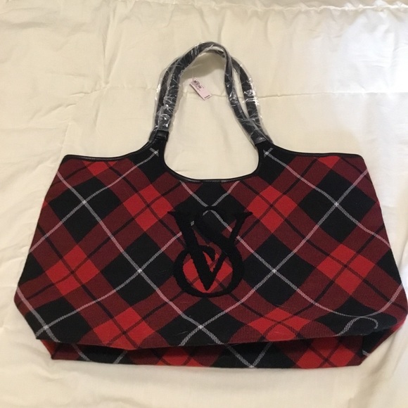 VICTORIA'S SECRET Limited Edition Red Plaid Tote Bag - Picture 4 of 11